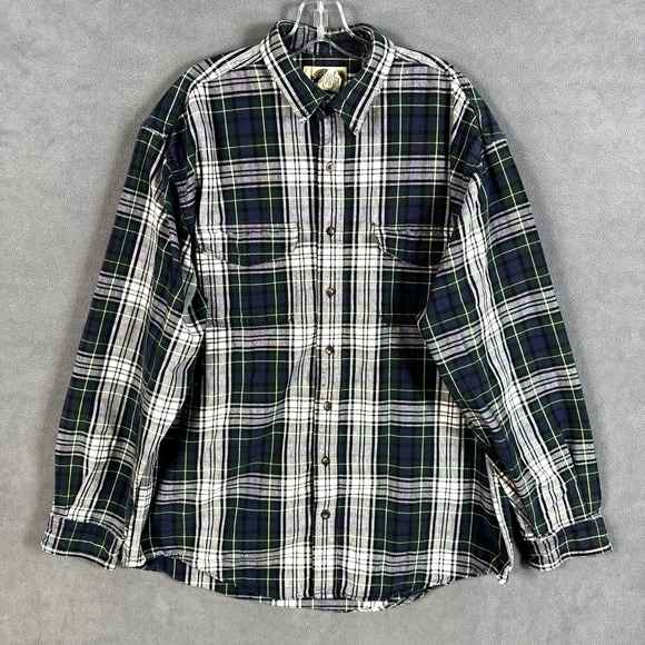 Eddie Bauer Mens Shirt XLT Blue Plaid Chambray Button Up Vintage - Picture 1 of 12